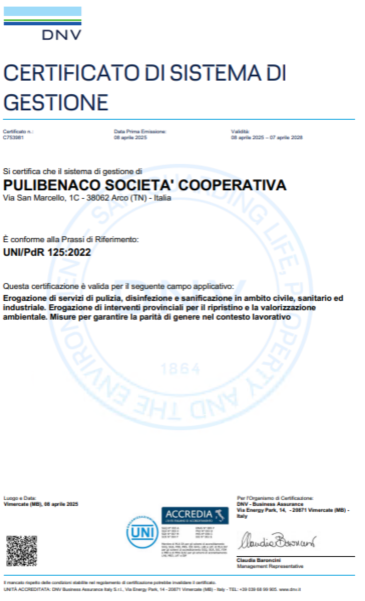 Pulibenaco è UNI/PdR 125:2022